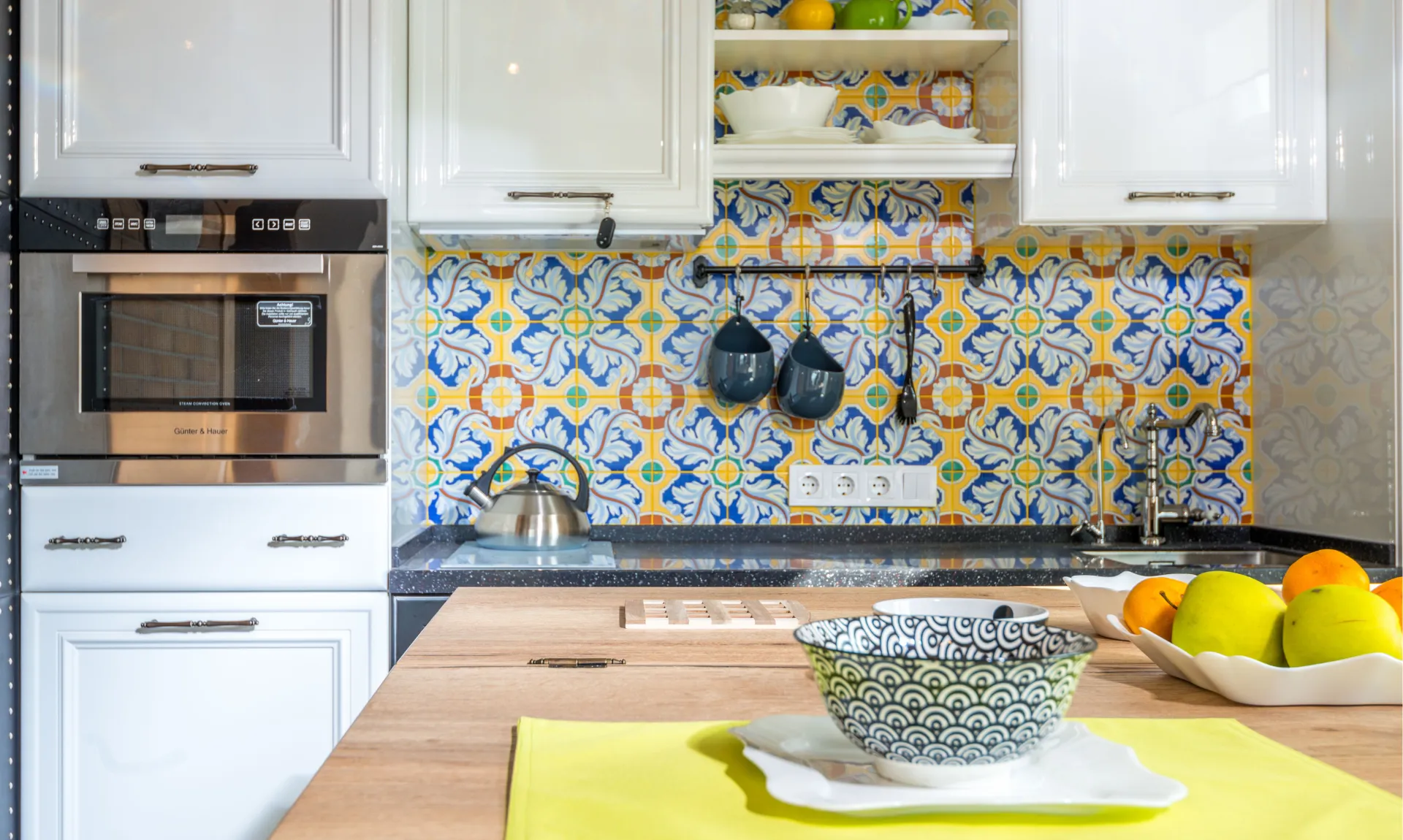 Kitchen decor with peel and stick wallpaper