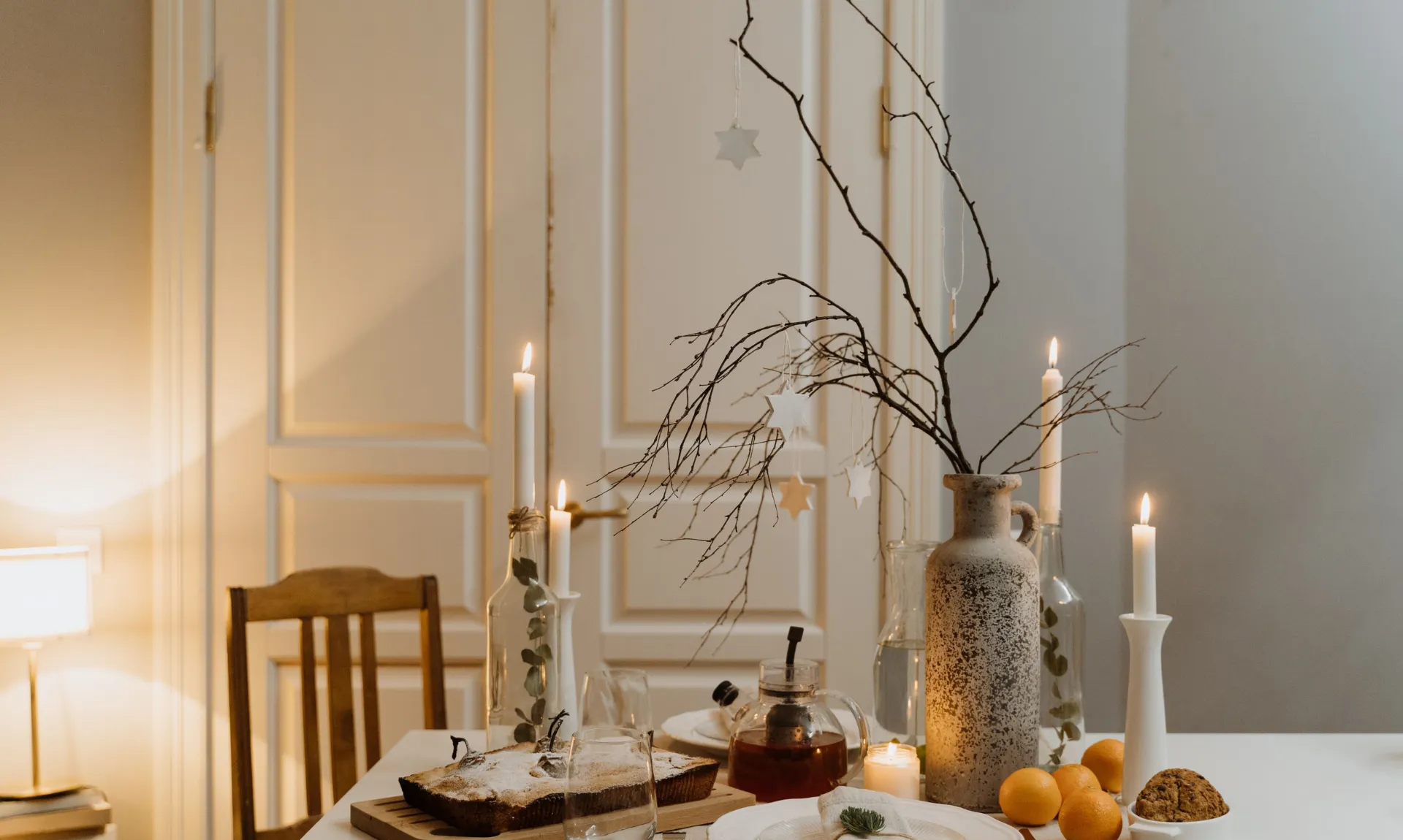 kitchen table with simple fall props